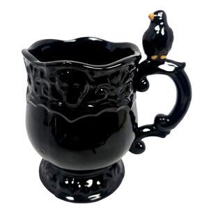 Salem St Raven Skull Coffee Mug Black Gothic Halloween Ceramic Hand Painted NWT